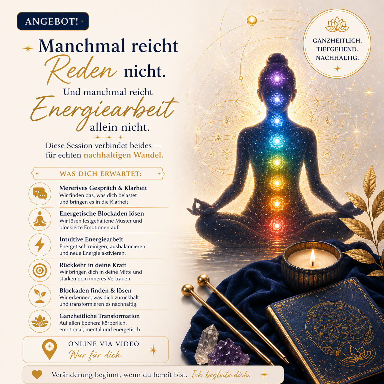 Mentoring + Energiearbeit — Tiefe Transformation auf zwei Ebenen